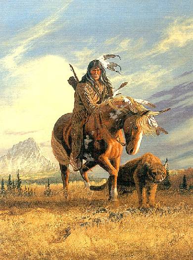 Guerrier indien à la chasse
